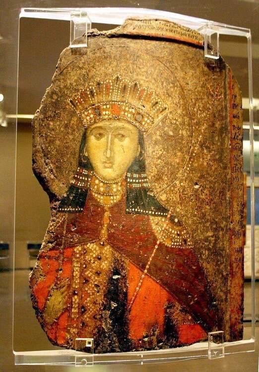 Icona bizantina dipinta in una chiesa