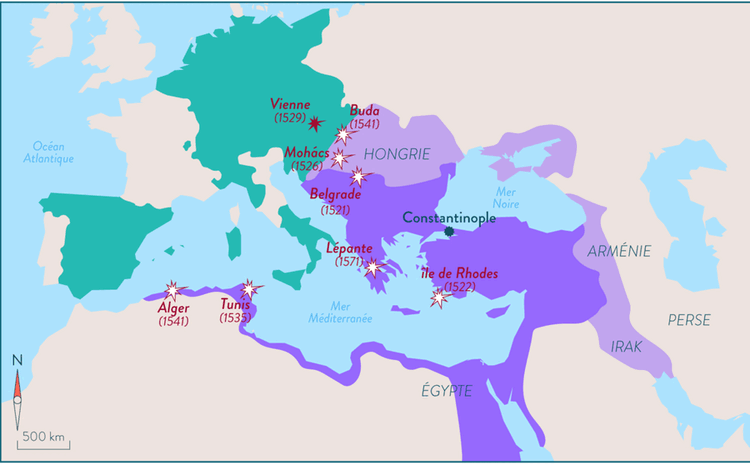 Mappa dell'Impero Ottomano nel XVI secolo